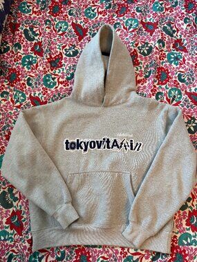 Hidden Characters Tokyo Vitamin Embroidered Hoodie Size S Gray
